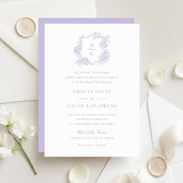 Invitación Boda Floral Elegante Cresta de Hortensia Púrpura