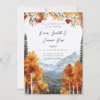 Invitación Boda floral elegante de acuarela de otoño