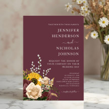 Boda floral elegante de burgundy