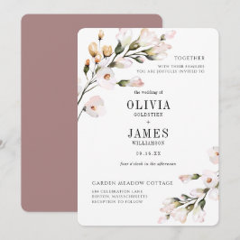 Invitación Boda floral elegante de color rosa pálido