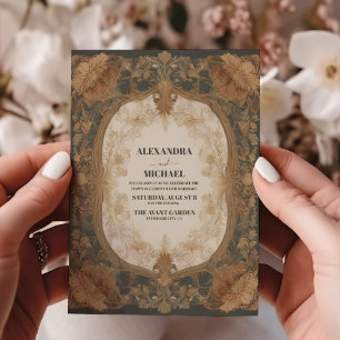 Invitación Boda floral elegante de estilo antiguo Art Nouveau