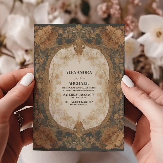 Invitación Boda floral elegante de estilo antiguo Art Nouveau (Subido por el creador)