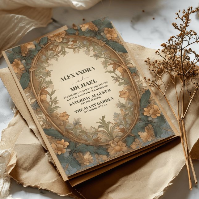 Invitación Boda floral elegante de estilo Art Nouveau antiguo (Subido por el creador)