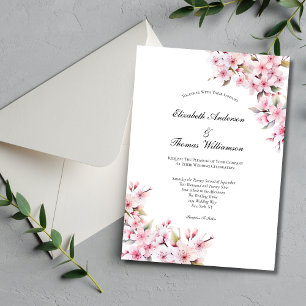 Invitación Boda floral elegante de flor de cerezo rosa Sakura