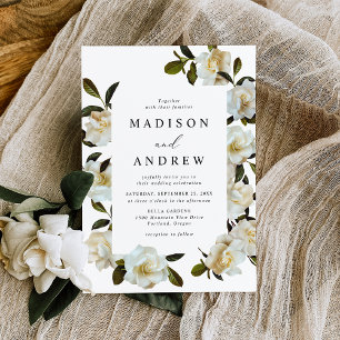 Invitación Boda floral elegante de gardenia