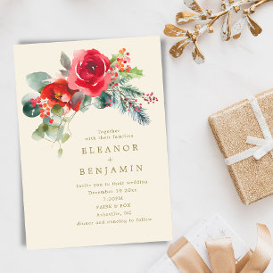Invitación Boda floral elegante de invierno Navidad Diciembre