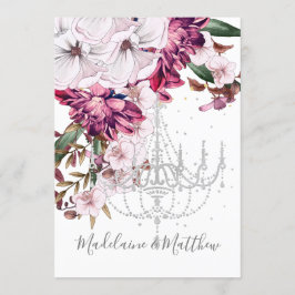 Invitación Boda floral elegante de la lámpara de araña de Rub