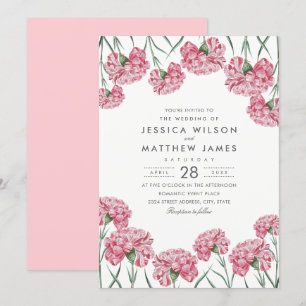 Invitación Boda floral elegante de las flores rosadas