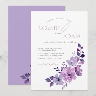 Invitación Boda floral elegante de lavanda púrpura