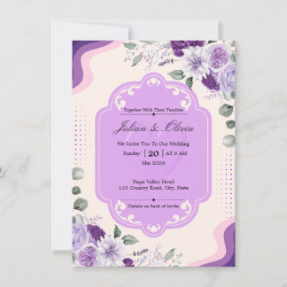 Invitación Boda floral elegante de lavanda y púrpura