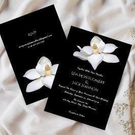Invitación Boda floral elegante de magnolia blanca
