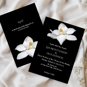 Invitación Boda floral elegante de magnolia blanca