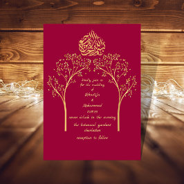 Invitación Boda floral elegante de musulmanes rojos