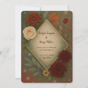 Invitación boda floral elegante de otoño
