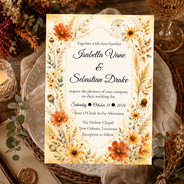 Invitación Boda floral elegante de otoño (Subido por el creador)