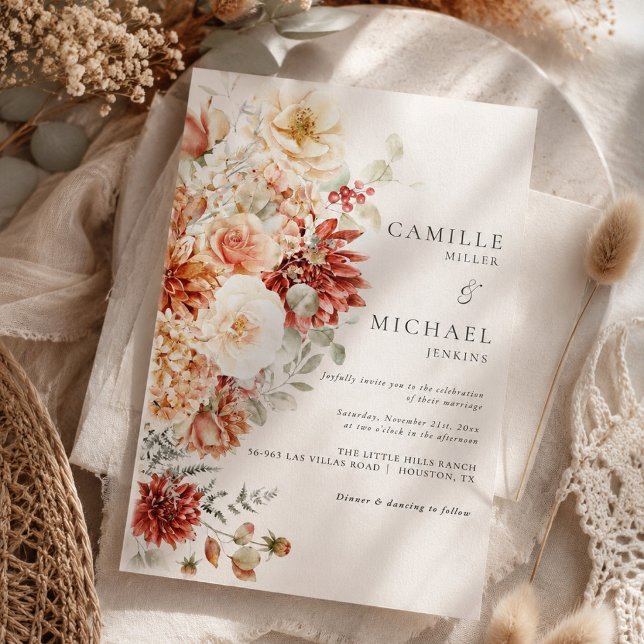 Invitación Boda floral elegante de otoño (Subido por el creador)