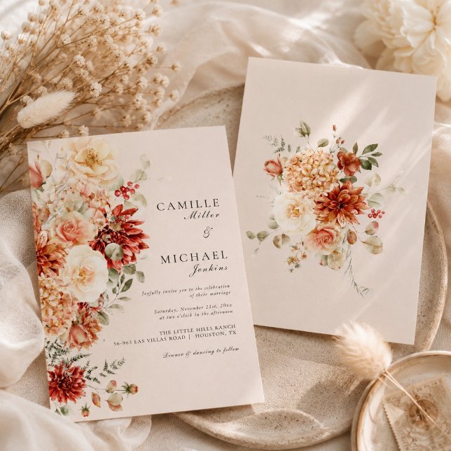 Invitación Boda floral elegante de otoño (Subido por el creador)