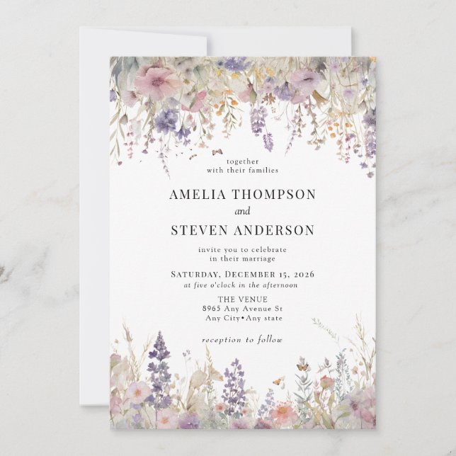 Invitación Boda floral elegante de primavera (Anverso)