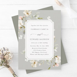 Invitación Boda Floral Elegante De Sabor Gris