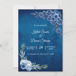 Invitación Boda floral elegante de verano azul
