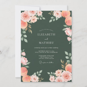 Invitación Boda floral elegante de verde cazador