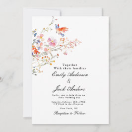 Invitación boda floral elegante dibujada a mano simple de pri