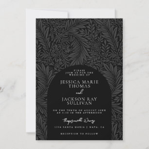 Invitación Boda floral elegante en blanco y negro