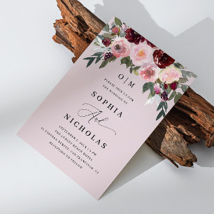 Invitación Boda floral elegante en malva pálido Foto + QR