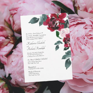 Invitación Boda floral elegante formal de rosa y rojo  