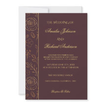 Boda floral elegante moderna de chocolate dorado