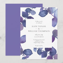 Invitación Boda floral elegante moderna de eucalipto morado