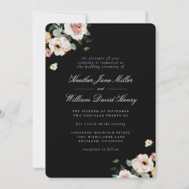 Invitación Boda floral elegante negra