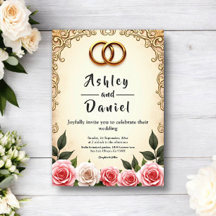 Invitación Boda floral elegante romántica con acuarela