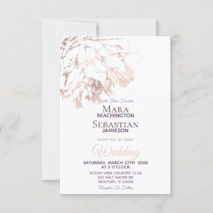 Invitación ~ Boda Floral Elegante Rosa de oro de Rubor