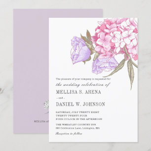 Invitación Boda floral elegante rosa púrpura