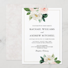 Invitación Boda floral elegante rosa y blanco de Rubor