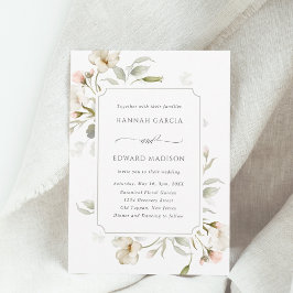 Invitación Boda floral elegante Rubor Sage blanco