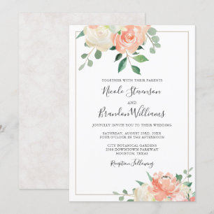 Invitación Boda floral elegante y anticuado