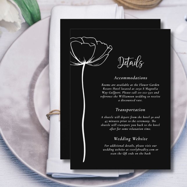 Invitación Boda floral elegante y blanco negro (Subido por el creador)