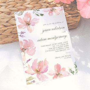 Invitación Boda floral elegante y moderna de acuarela de prim