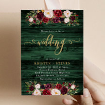 Boda floral Emerald Rustic Burgundy Marsala