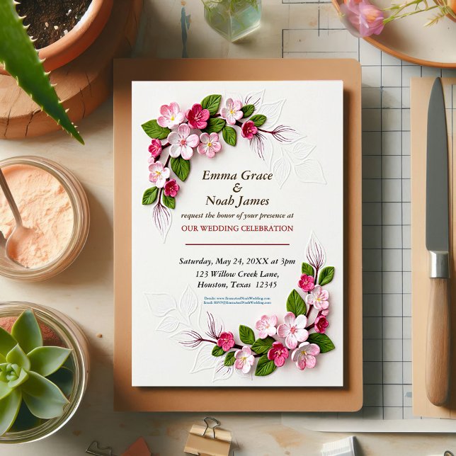 Invitación Boda floral en 3D rústica (Subido por el creador)