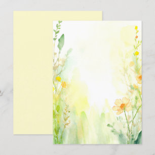 Invitación Boda floral en acuarela naranja y amarillo en blan