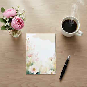 Invitación Boda floral en acuarela rosa claro en blanco