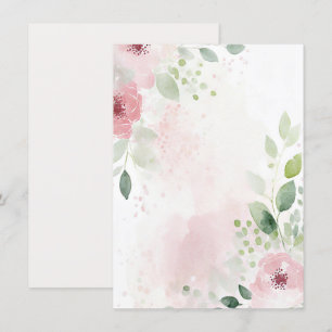 Invitación Boda floral en acuarela rosa y burgundy en blanco