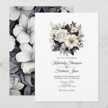 Boda floral en blanco y negro
