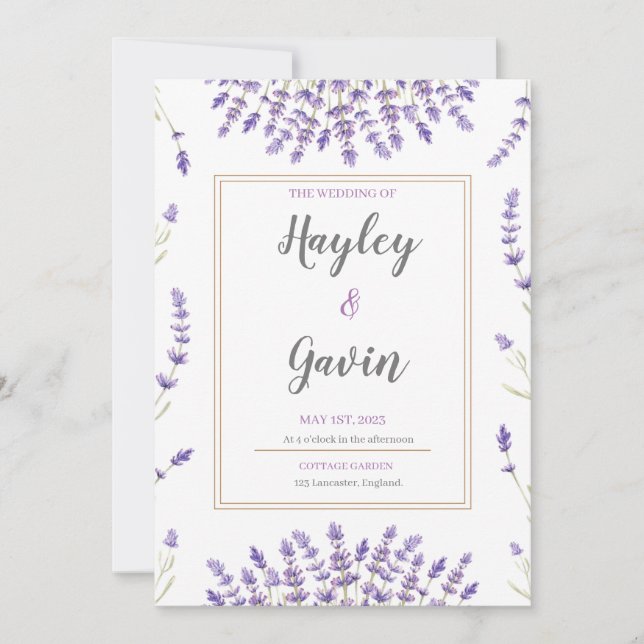 Invitación Boda floral en el país inglés (Anverso)