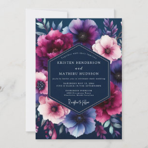 Invitación Boda floral en tonos joya de la Marina