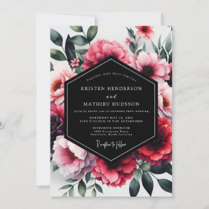 Invitación Boda floral encantadora magenta