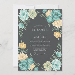Invitación Boda Floral Etérea Amarillo Verde
